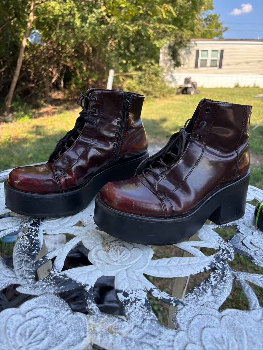 Vagabond Burgundy Chunky Platform Lace Up Boots Dioon Brooke Size 7 37